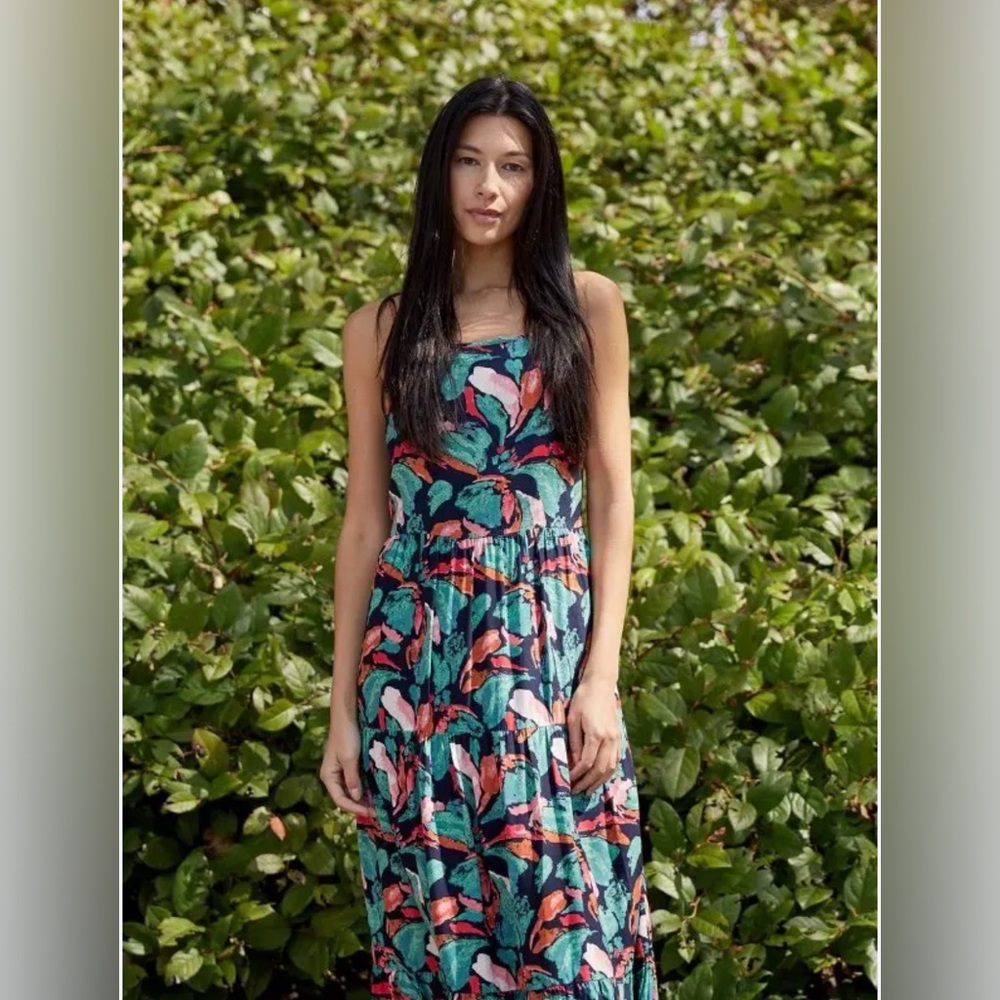 Frank and Oak Floral Sleeveless Tiered Maxi Dress